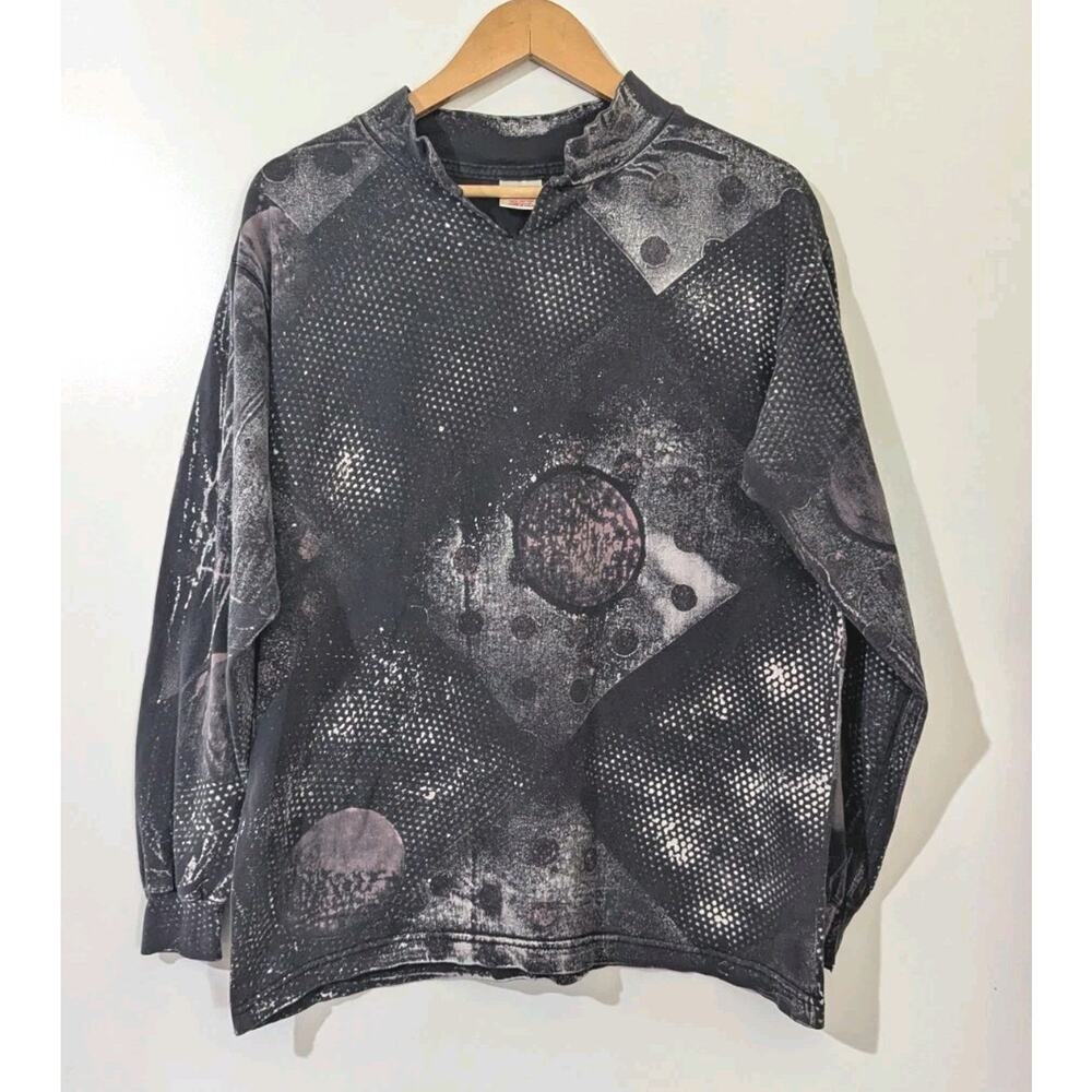 1991 Funk Press All Over Print Long Sleeve T-Shirt USA Vintage Large